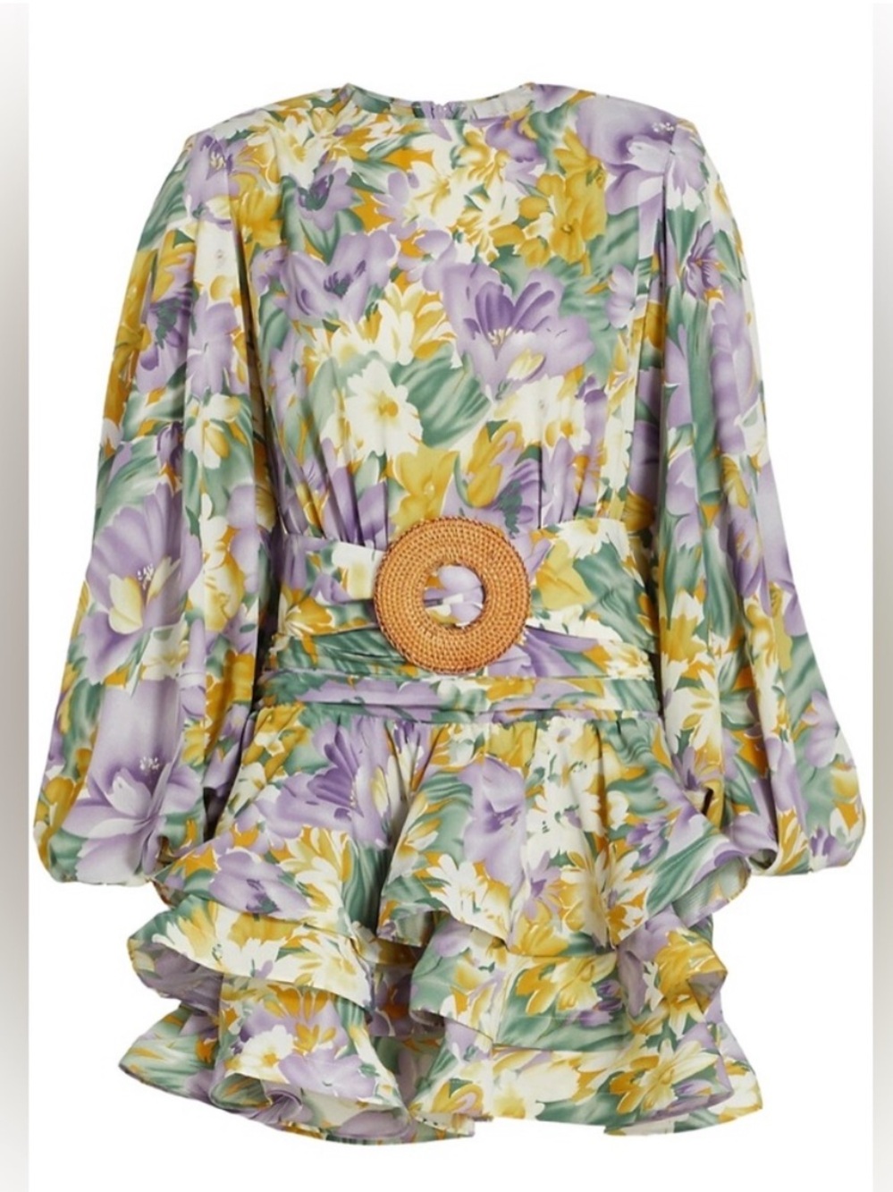Bronx and Banco Sienna Floral Ruffled Mini Dress with Belt NWT - Picture 3 of 5